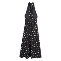 Caitlin | Polka Dot High Halter Neck Satin Maxi Dress