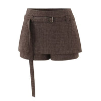Bethany | Low-Rise Layered Buckle Detail Tailored Shorts
