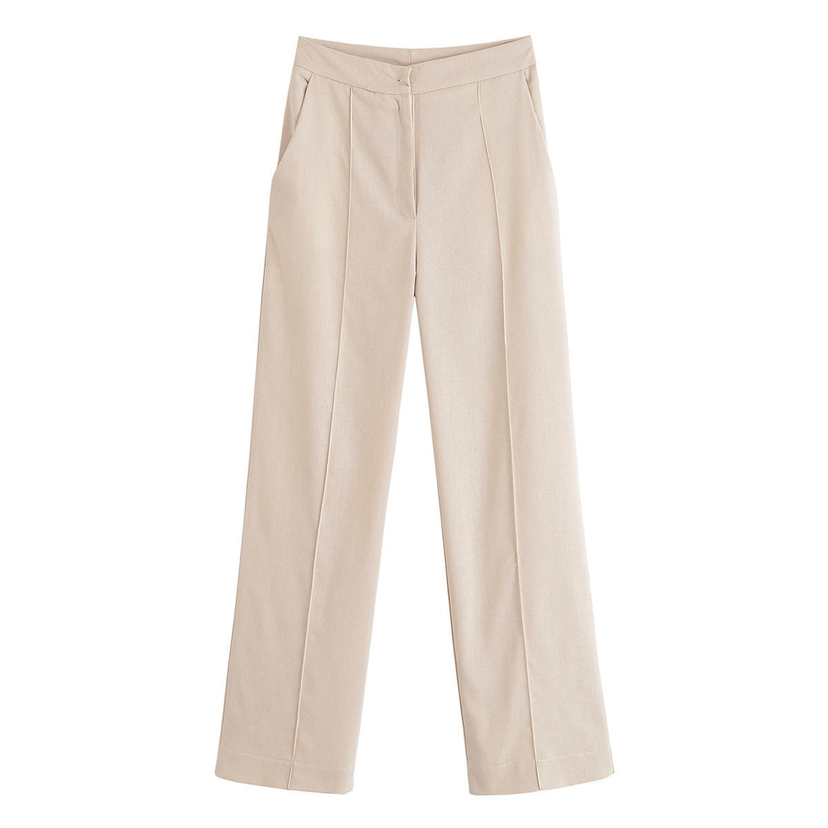 Pearl | High-Waist Front Seam Tailored Wide-Leg Summer Trousers in Cream