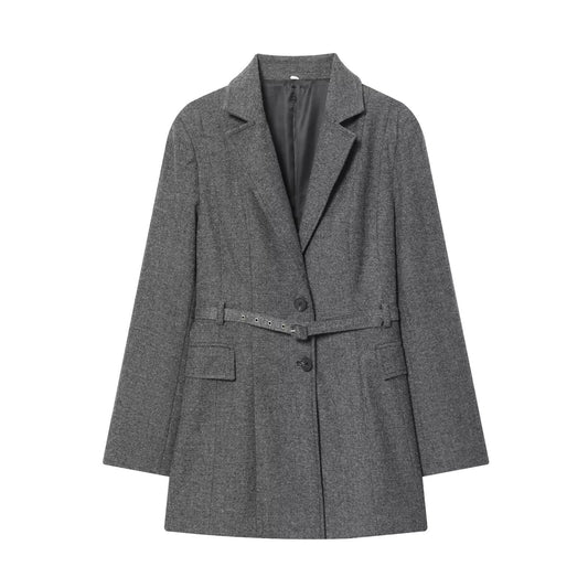 Imogen | Gray Belted Blazer Trouser Suit
