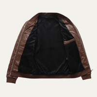 Tobias men's quilted leather bomber jacket, view 5