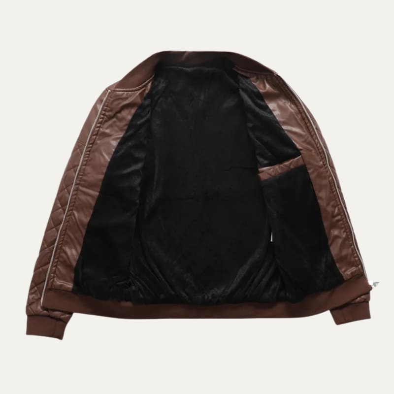 Tobias men's quilted leather bomber jacket, view 5