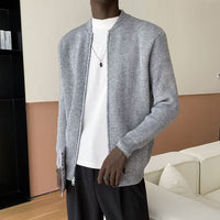 Rupert men's full-zip ribbed jumper styling view