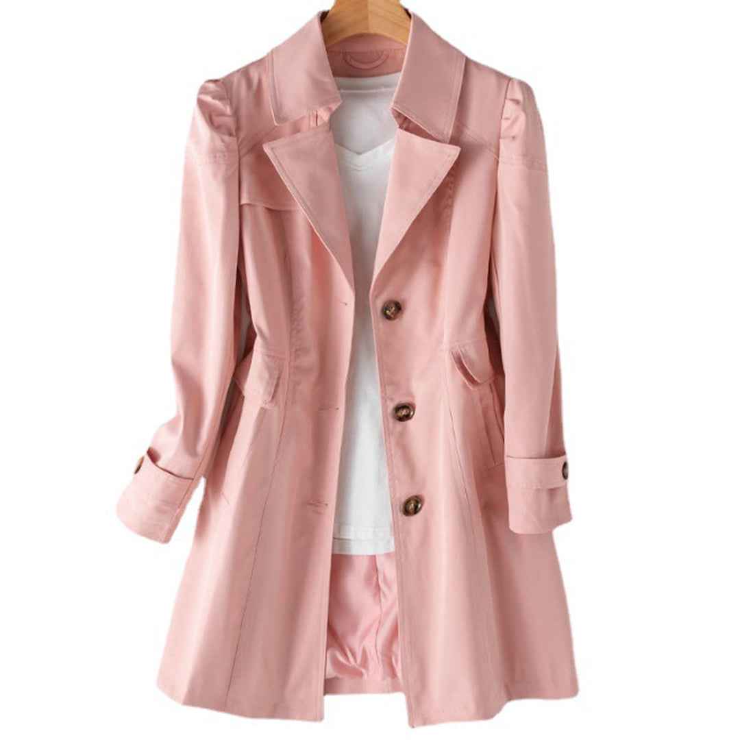 Wilhelmina | Women's Double-Breasted A-Line Long Trench Coat