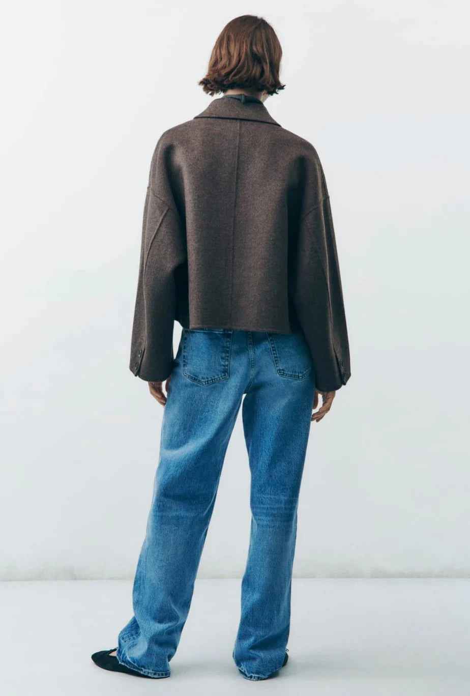 Sabrine | Women's Cropped Jacket Brown Boxy Button-Down