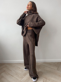 Isabeau oversized two piece set in Brown