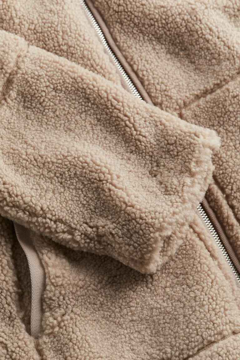 Loveday | Women's Teddy Zip-Up Coat White and Brown