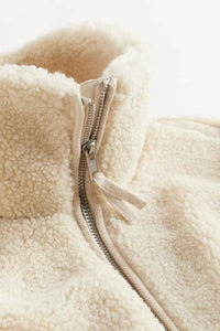 Loveday | Women's Teddy Zip-Up Coat White and Brown