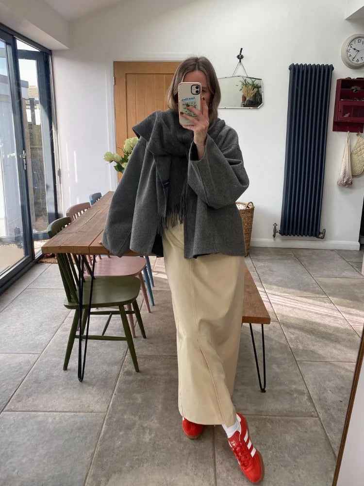 Isaura | Women's Grey Boxy Oversized Jacket