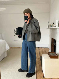 Isaura | Women's Grey Boxy Oversized Jacket