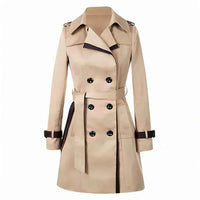 Madeleine | Women's Belted Double-Breasted Trench Coat Beige and Black