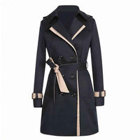 Madeleine | Women's Belted Double-Breasted Trench Coat Beige and Black