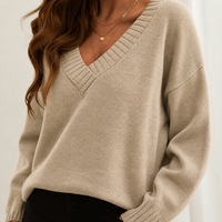 Augusta relaxed fit V-neck jumper in Beige