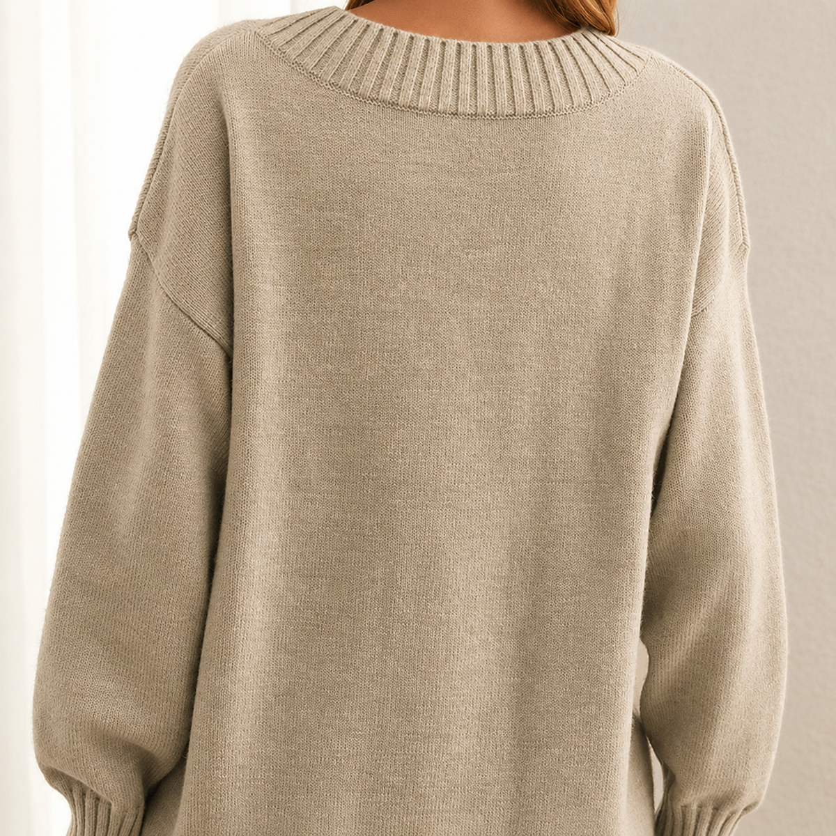 Augusta relaxed fit V-neck jumper detail view
