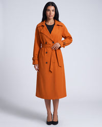 Marlowe longline belted trench coat in Orange - front