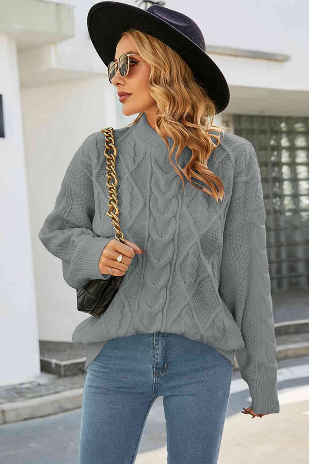Domenica cable knit jumper detail view two