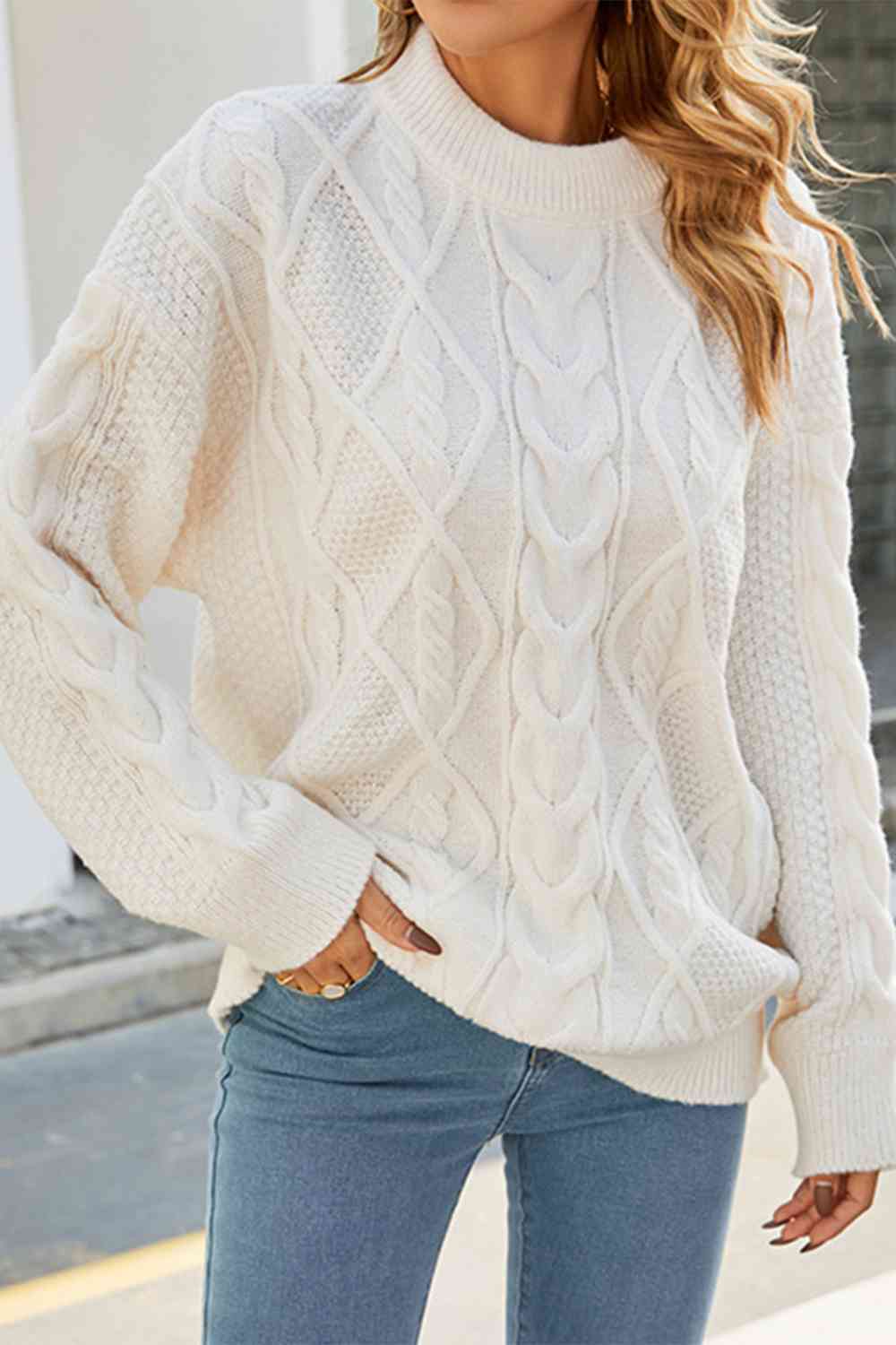 Domenica cable knit jumper in White