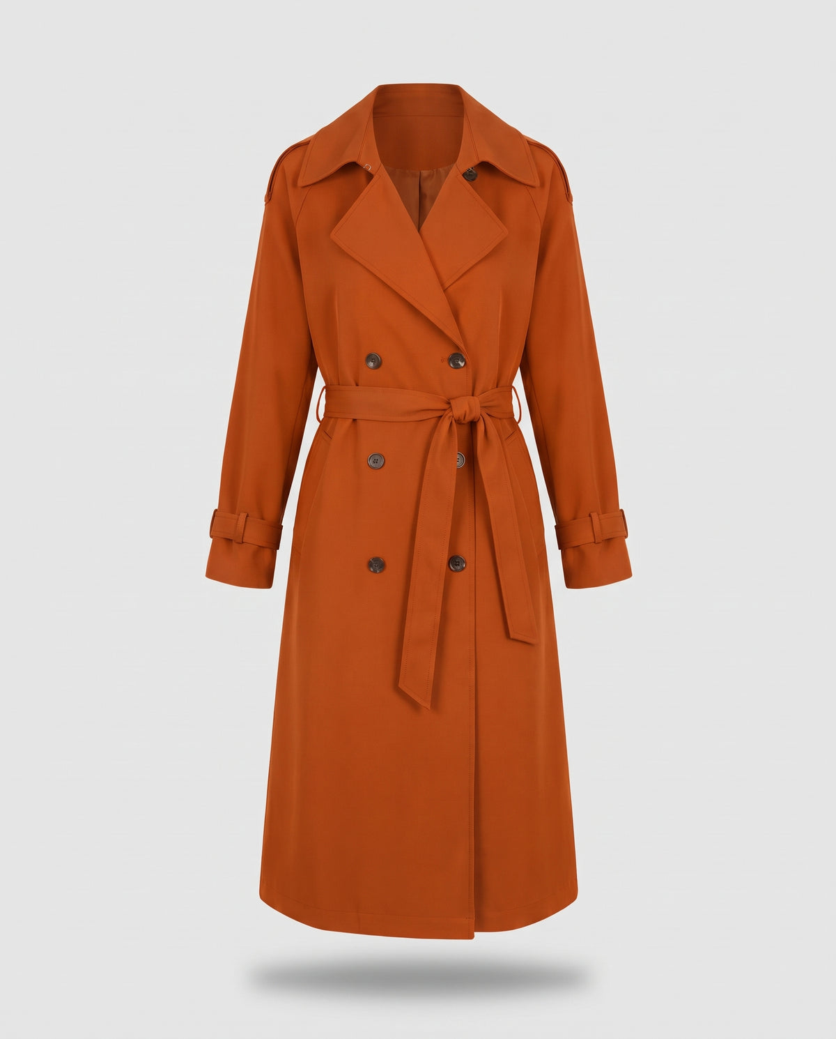 Marlowe longline belted trench coat in Orange - product only