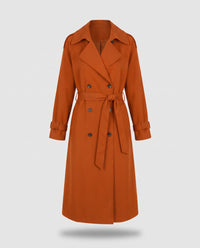 Marlowe longline belted trench coat in Orange - product only