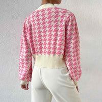 Tiphaine | Women's Cropped V-Neck Cardigan Pink and Green