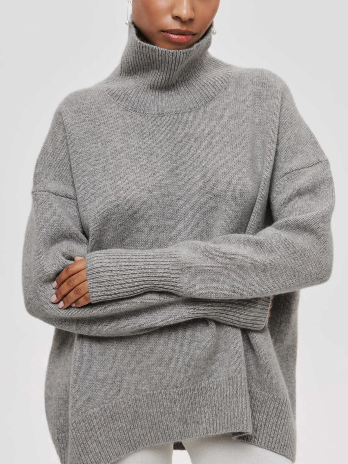 Clarisse oversized turtleneck jumper in Grey