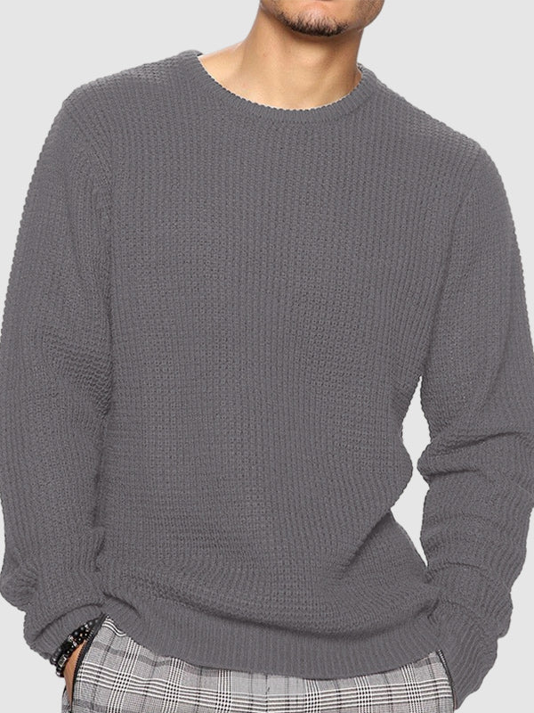 Lockwood textured knit crew neck jumper in Dark Grey