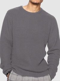 Lockwood textured knit crew neck jumper in Dark Grey