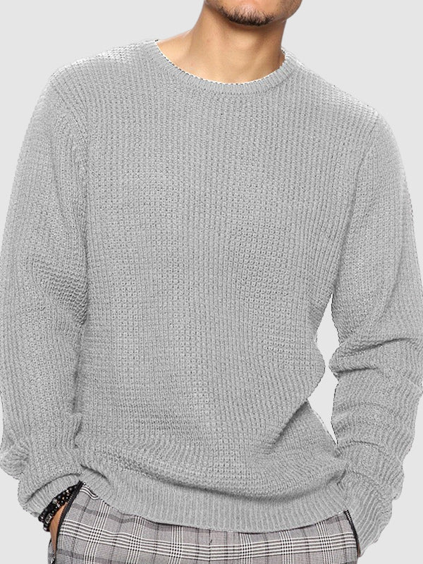 Lockwood textured knit crew neck jumper in Light Grey