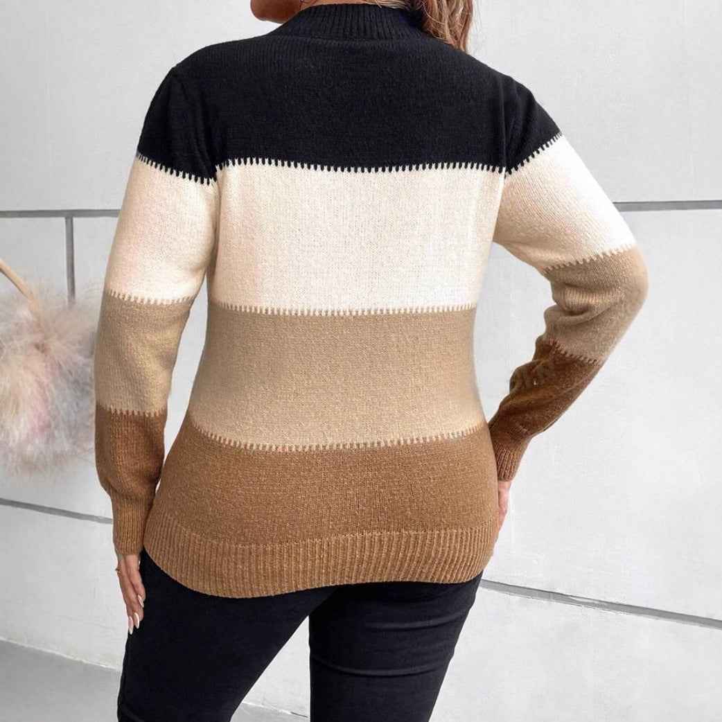 Ivetta | Women's White Striped Relaxed Fit Jumper