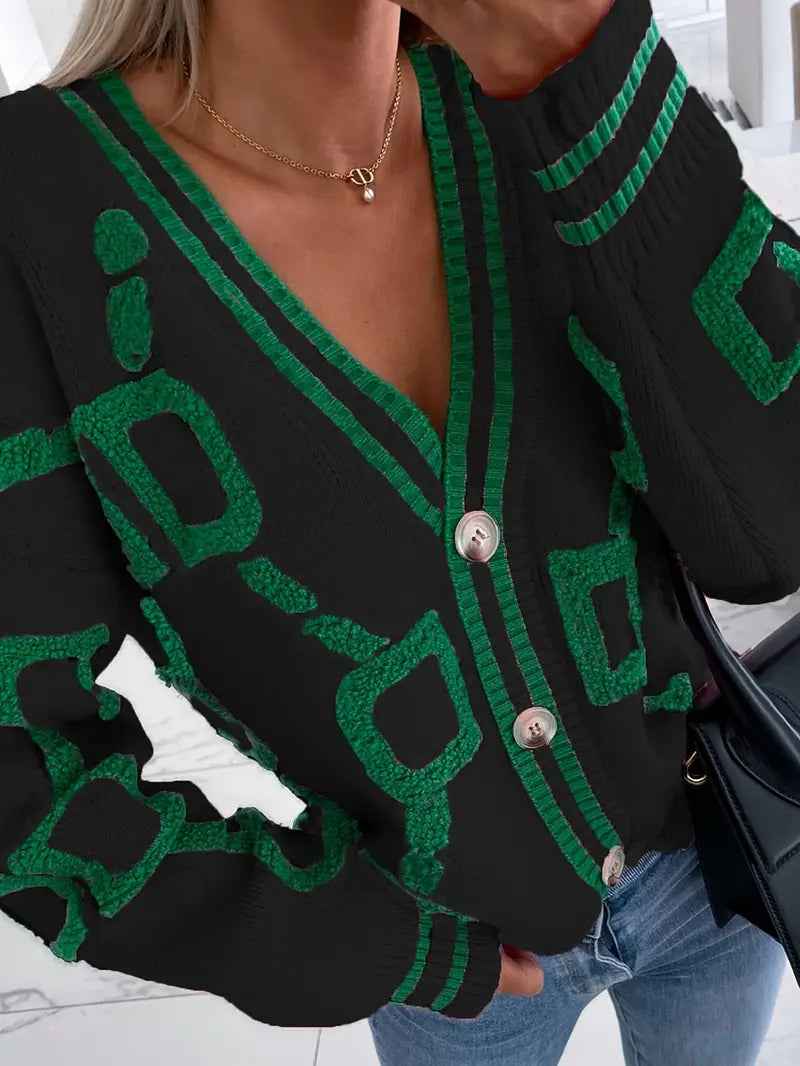Demelza | Women's Button-Down V-Neck Long Sleeve Cardigan