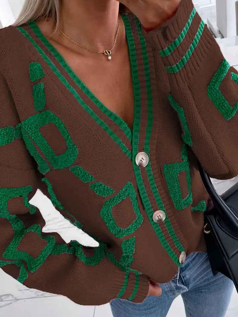 Demelza | Women's Button-Down V-Neck Long Sleeve Cardigan