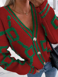 Demelza | Women's Button-Down V-Neck Long Sleeve Cardigan