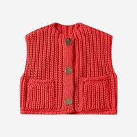 Desiree button front knitted vest in Red