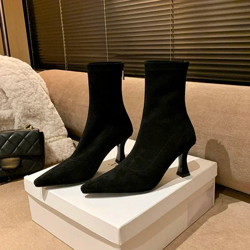 Patience pointed toe kitten heel ankle boots eighth view