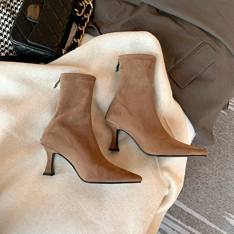 Patience pointed toe kitten heel ankle boots sixth view