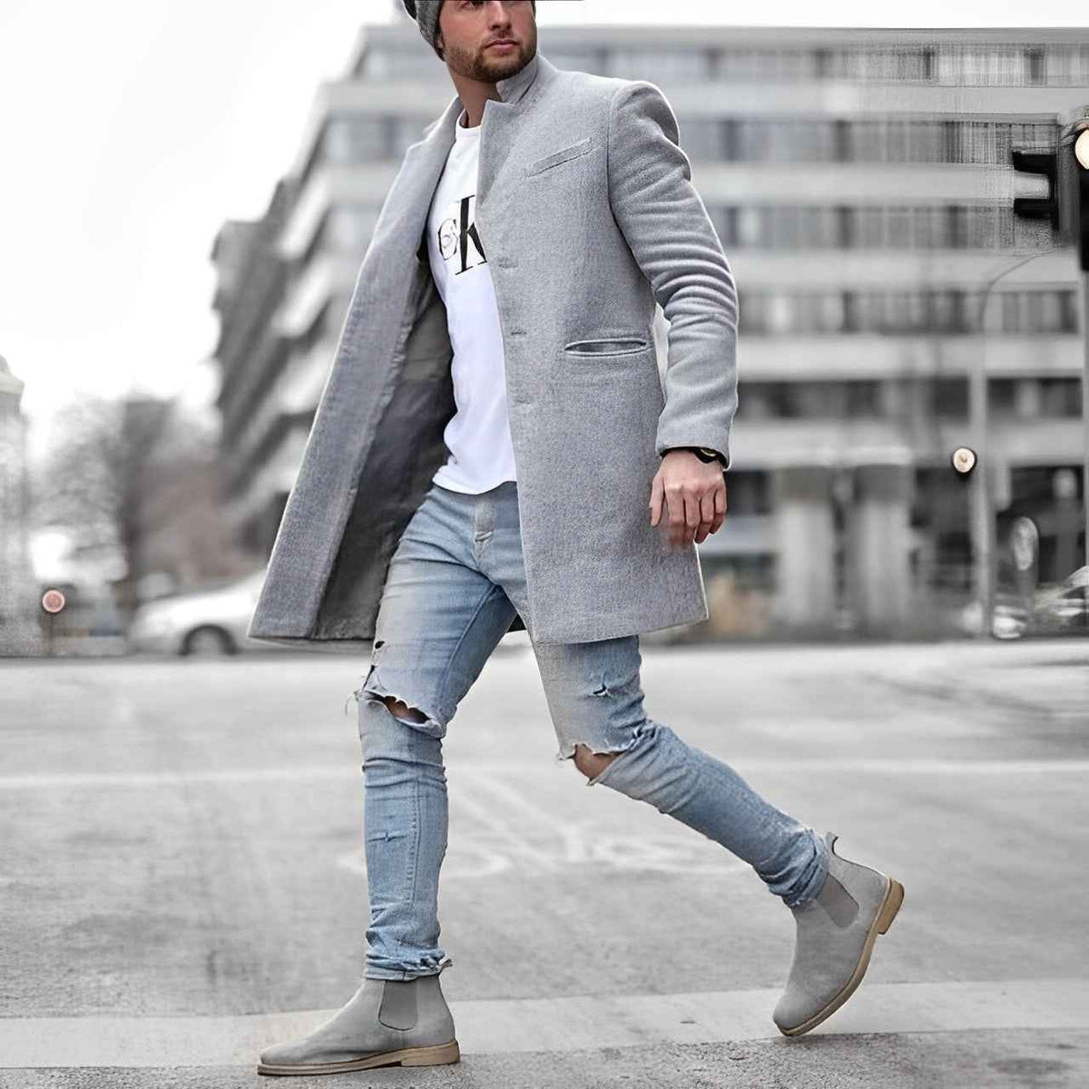 Rossiter | Men's Slim-Fit Wool-Blend Topcoat