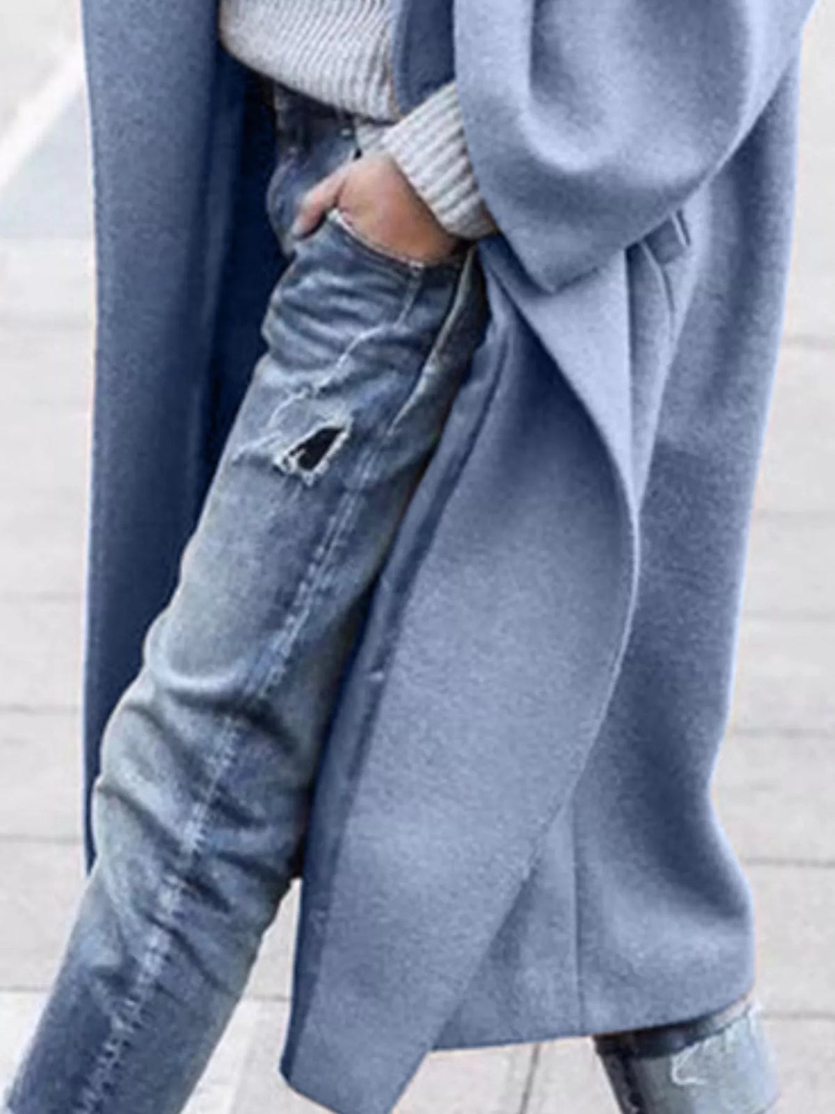 Magnolia oversized long coat detail view ten