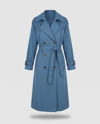 Saskia longline belted trench coat in Blue - product only