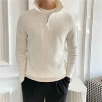 Houghton | Men's Zip-Up Collared Jumper in White and Black