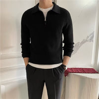 Houghton zip-up collared jumper in Black
