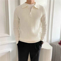 Houghton | Men's Zip-Up Collared Jumper in White and Black