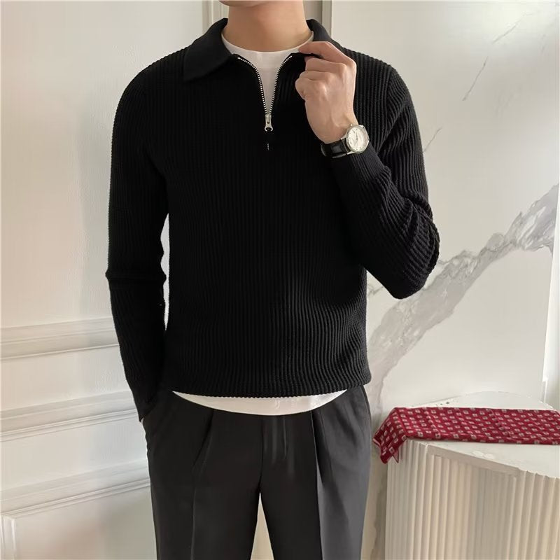 Houghton zip-up collared jumper detail view