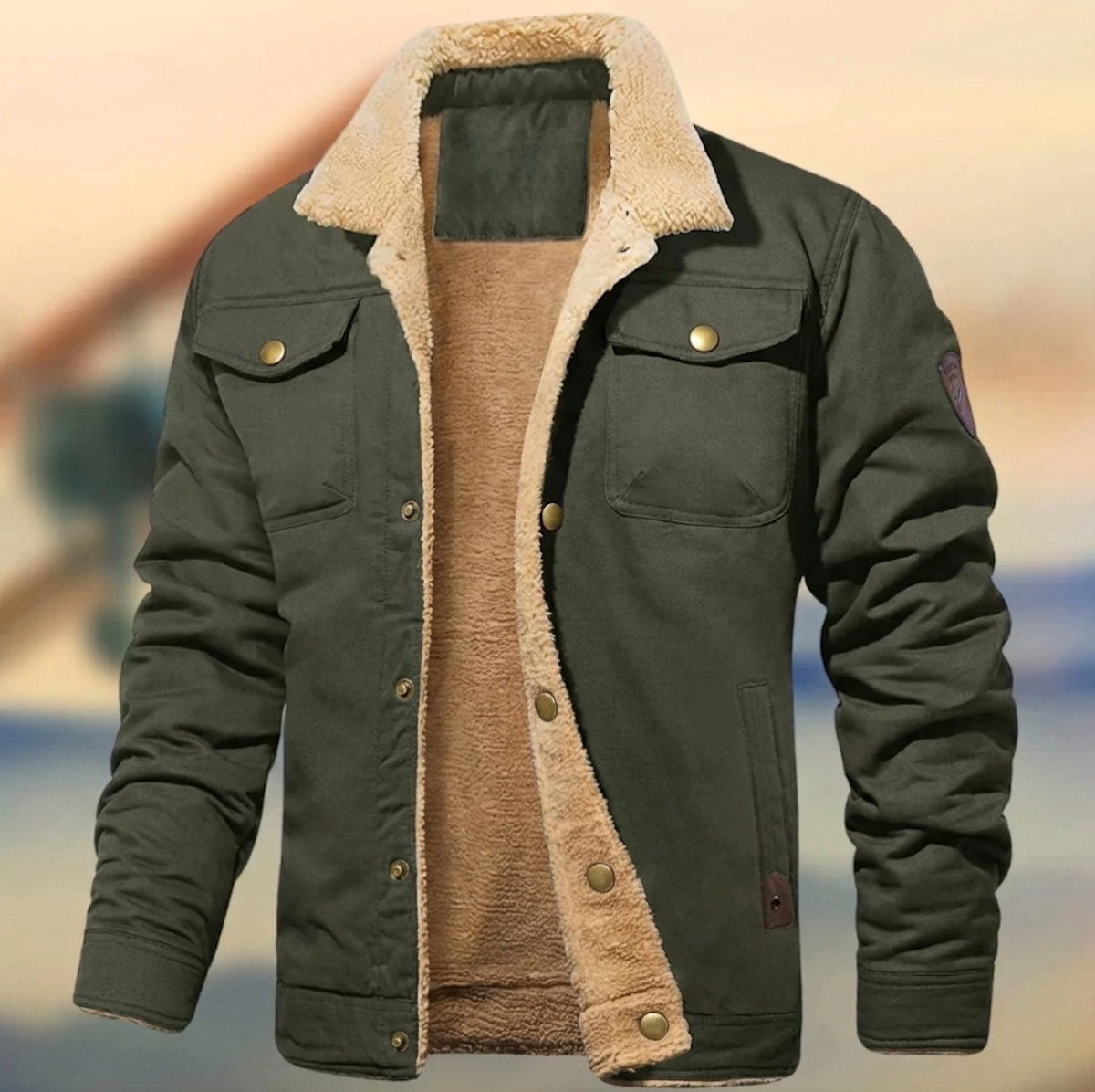 Shepherd sherpa collar jacket in Army Green