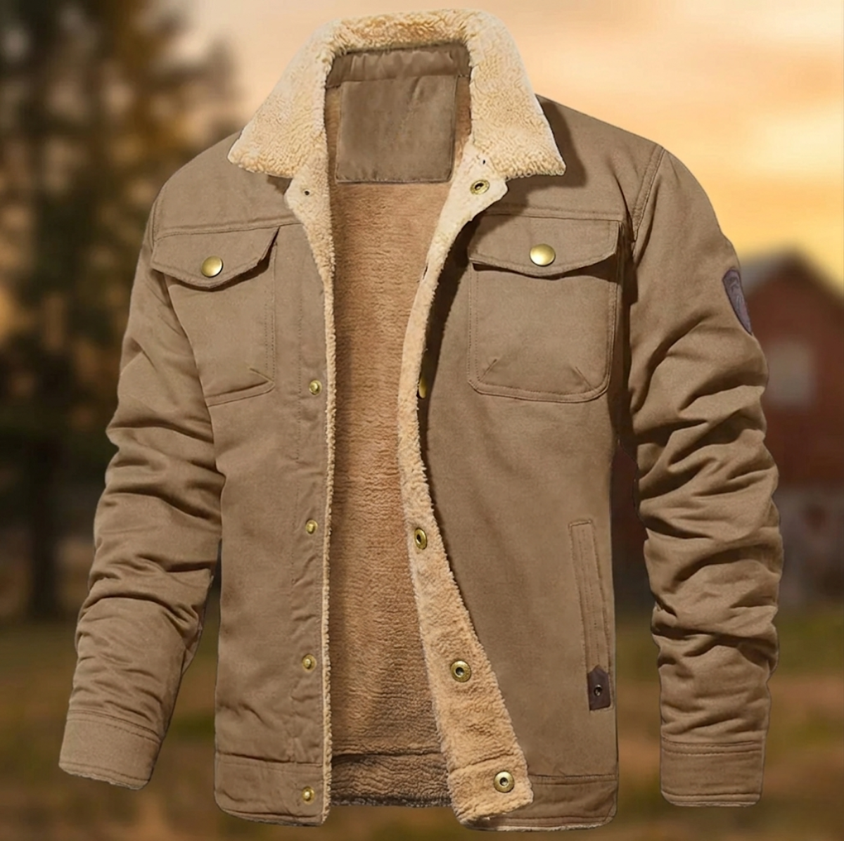 Shepherd sherpa collar jacket in Beige