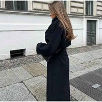 Letizia | Women's Black Long Oversized Trench Coat