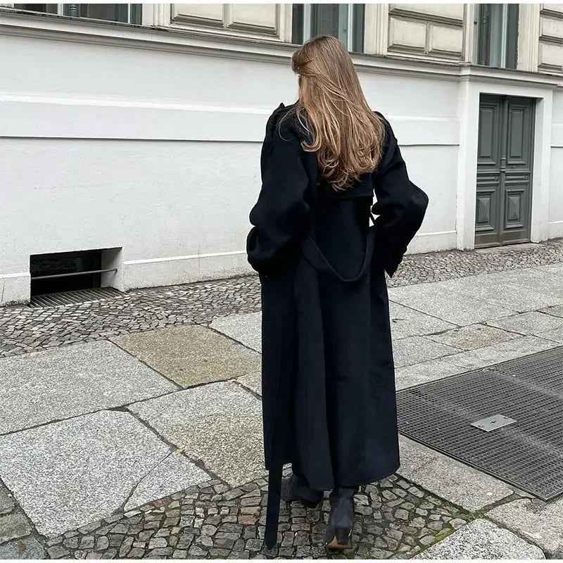Letizia | Women's Black Long Oversized Trench Coat