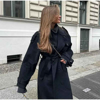 Letizia | Women's Black Long Oversized Trench Coat