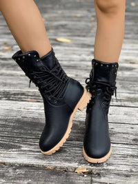 Magdalena lace-up mid-calf boots in Black