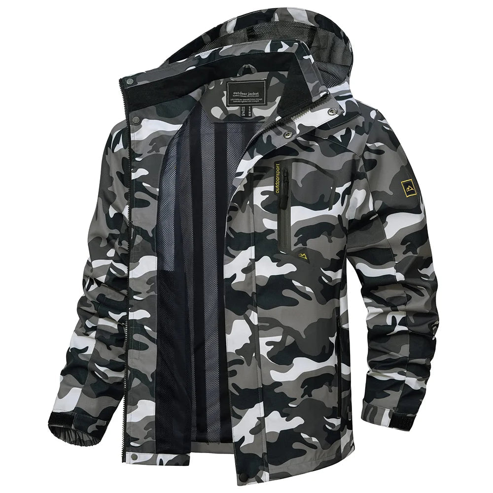 Egon hooded outdoor jacket in Black Camo