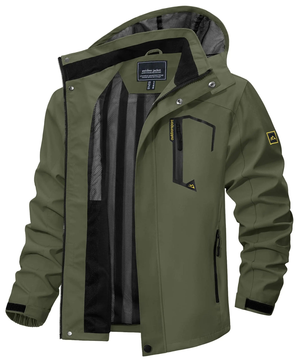 Egon hooded outdoor jacket in Army Green